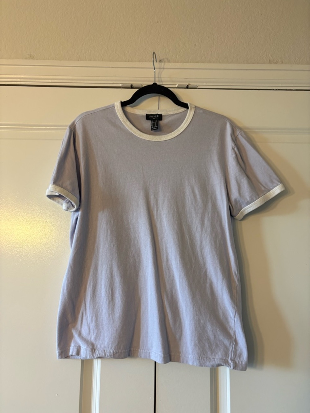 Forever 21 Men's Lavender Ringer Tee with White Trim - Short Sleeve